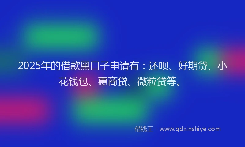 2025年的借款黑口子申请有：还呗、好期贷、小花钱包、惠商贷、微粒贷等。
