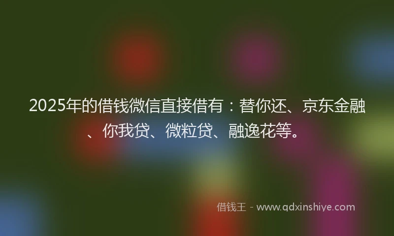 2025年的借钱微信直接借有：替你还、京东金融、你我贷、微粒贷、融逸花等。