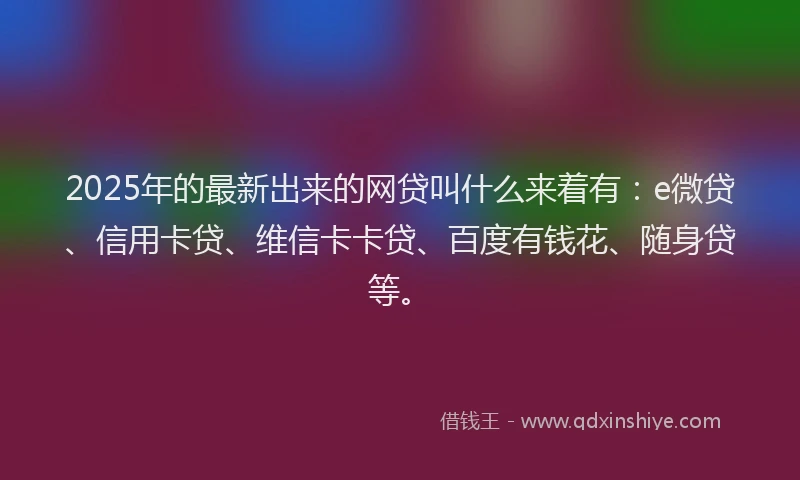 2025年的最新出来的网贷叫什么来着有：e微贷、信用卡贷、维信卡卡贷、百度有钱花、随身贷等。
