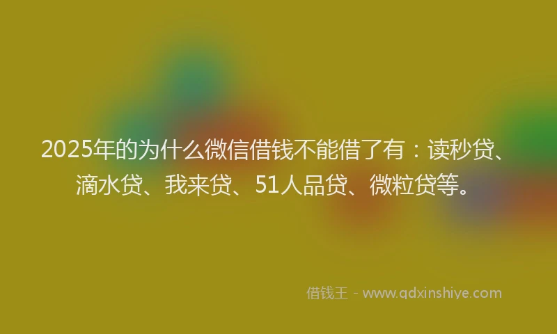 2025年的为什么微信借钱不能借了有：读秒贷、滴水贷、我来贷、51人品贷、微粒贷等。