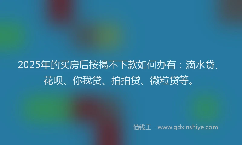 2025年的买房后按揭不下款如何办有：滴水贷、花呗、你我贷、拍拍贷、微粒贷等。