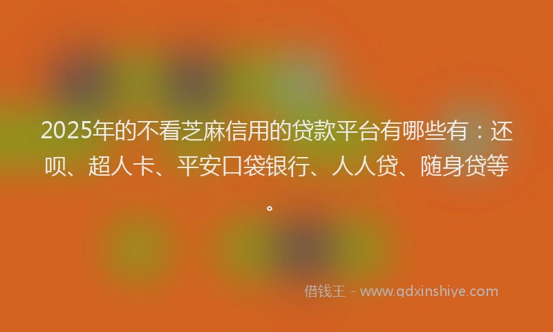 2025年的不看芝麻信用的贷款平台有哪些有：还呗、超人卡、平安口袋银行、人人贷、随身贷等。