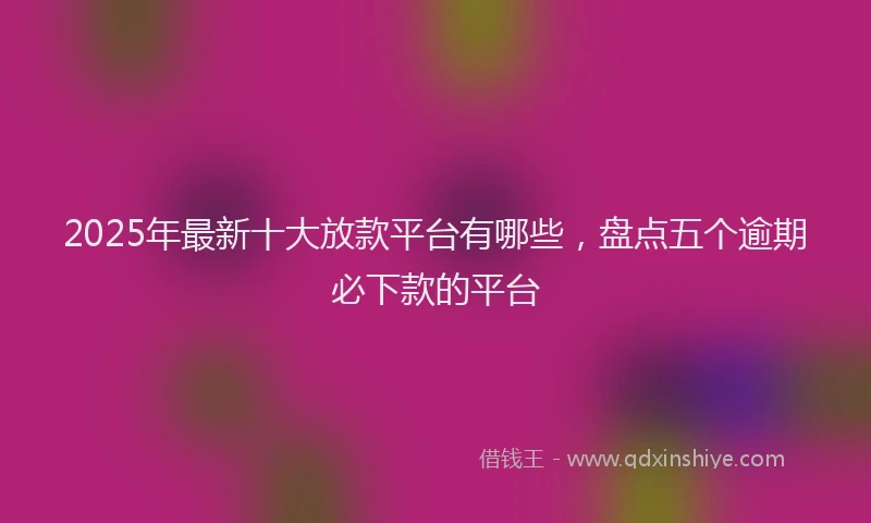 2025年最新十大放款平台有哪些，盘点五个逾期必下款的平台