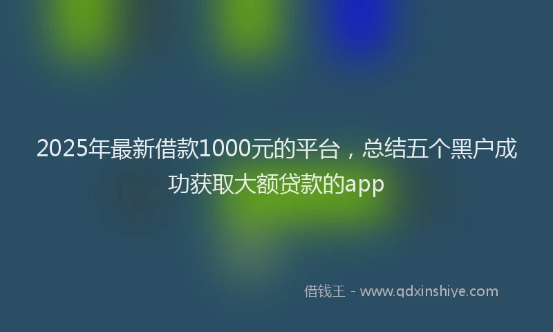 2025年最新借款1000元的平台，总结五个黑户成功获取大额贷款的app