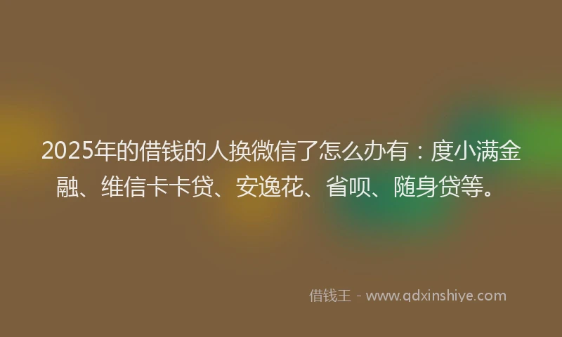 2025年的借钱的人换微信了怎么办有：度小满金融、维信卡卡贷、安逸花、省呗、随身贷等。