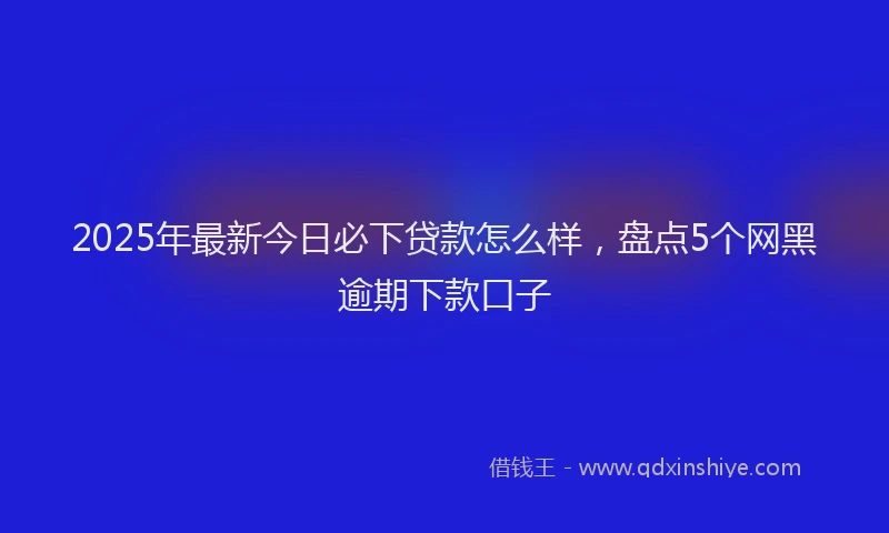 2025年最新今日必下贷款怎么样，盘点5个网黑逾期下款口子