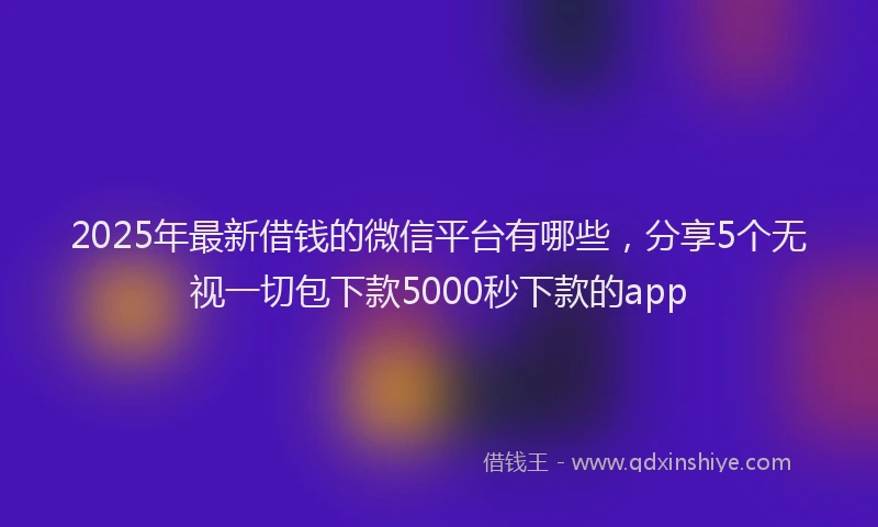 2025年最新借钱的微信平台有哪些，分享5个无视一切包下款5000秒下款的app