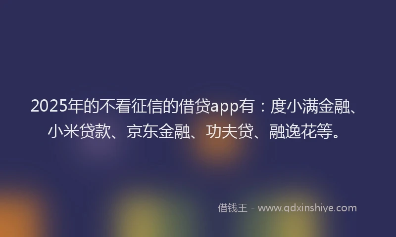 2025年的不看征信的借贷app有：度小满金融、小米贷款、京东金融、功夫贷、融逸花等。