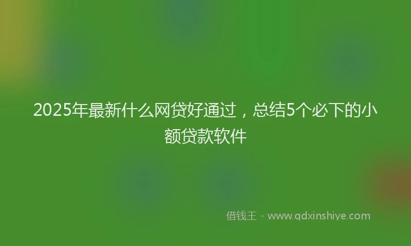2025年最新什么网贷好通过，总结5个必下的小额贷款软件