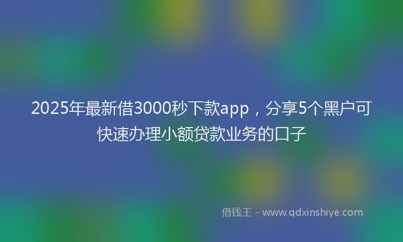 2025年最新借3000秒下款app，分享5个黑户可快速办理小额贷款业务的口子