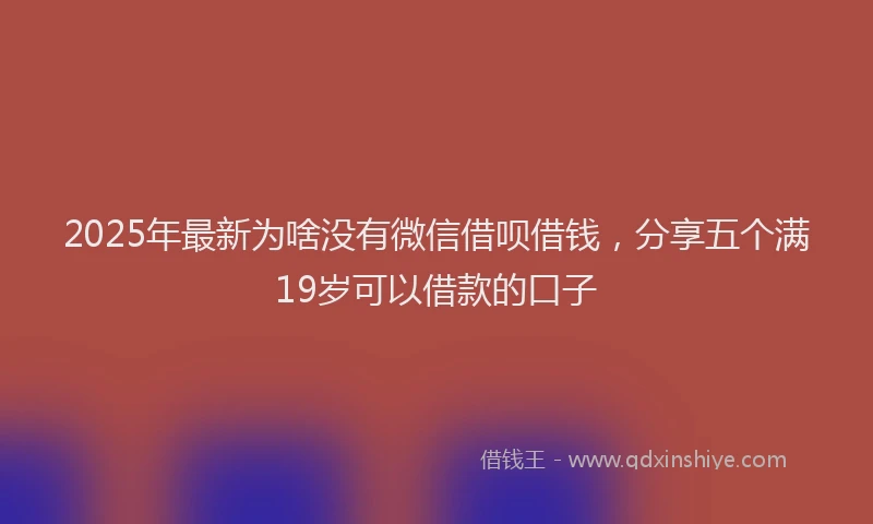 2025年最新为啥没有微信借呗借钱，分享五个满19岁可以借款的口子