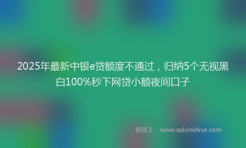 2025年最新中银e贷额度不通过，归纳5个无视黑白100%秒下网贷小额夜间口子