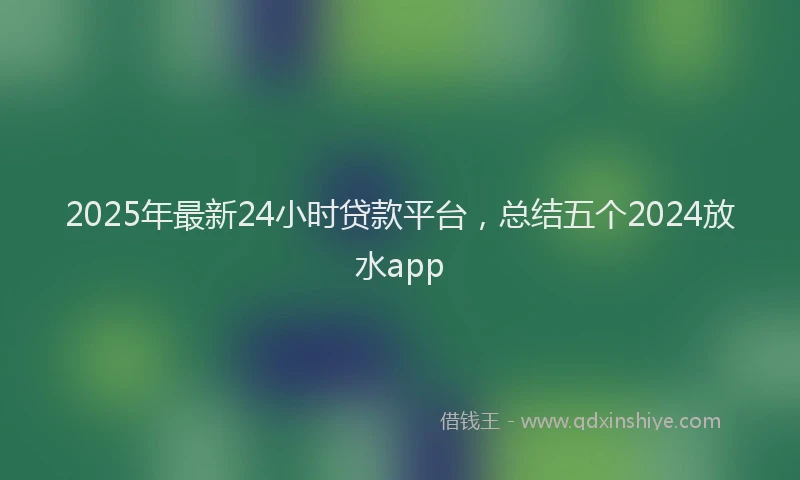 2025年最新24小时贷款平台，总结五个2024放水app