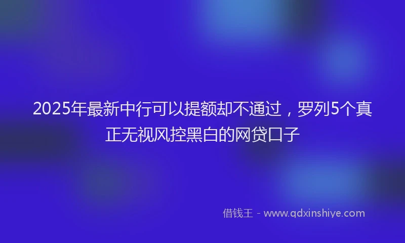 2025年最新中行可以提额却不通过，罗列5个真正无视风控黑白的网贷口子
