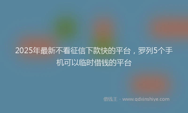 2025年最新不看征信下款快的平台，罗列5个手机可以临时借钱的平台