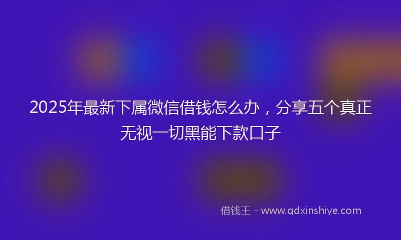 2025年最新下属微信借钱怎么办，分享五个真正无视一切黑能下款口子