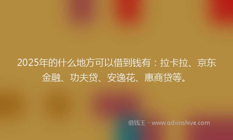 2025年的什么地方可以借到钱有：拉卡拉、京东金融、功夫贷、安逸花、惠商贷等。