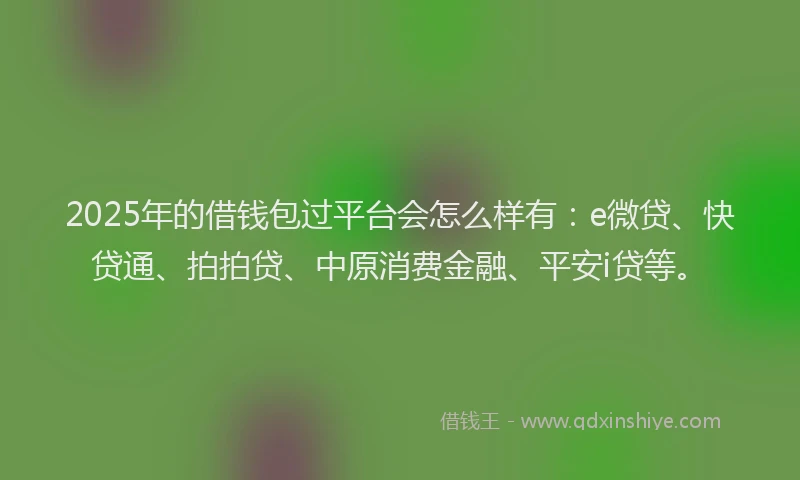 2025年的借钱包过平台会怎么样有：e微贷、快贷通、拍拍贷、中原消费金融、平安i贷等。