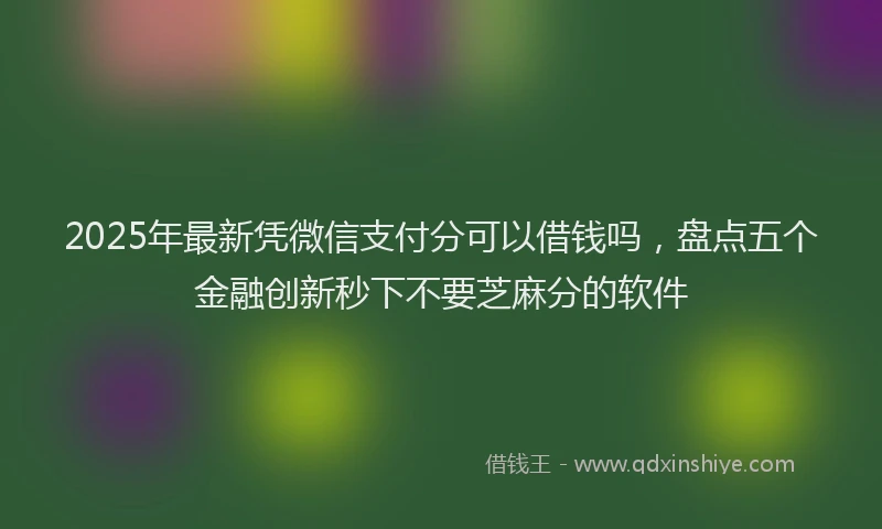 2025年最新凭微信支付分可以借钱吗，盘点五个金融创新秒下不要芝麻分的软件