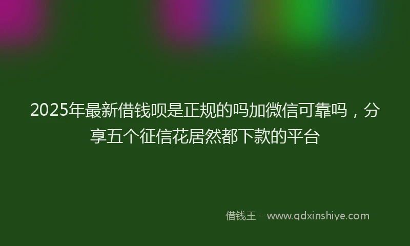2025年最新借钱呗是正规的吗加微信可靠吗，分享五个征信花居然都下款的平台