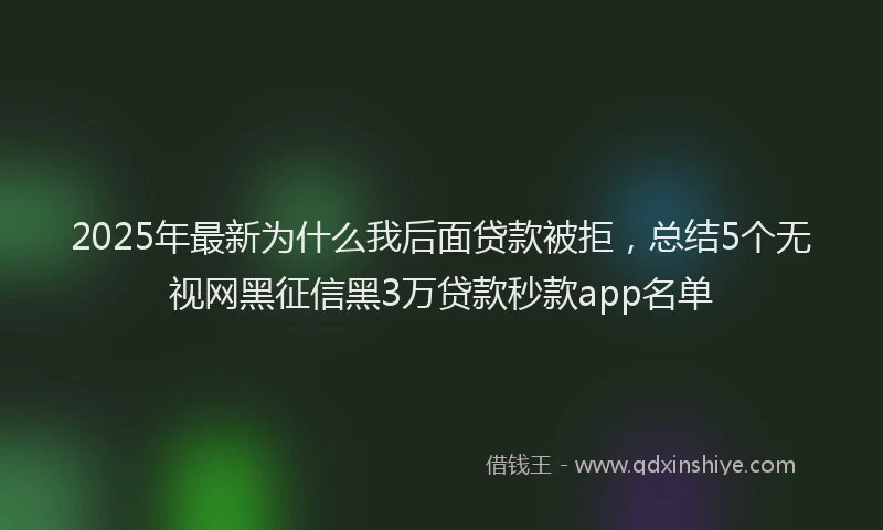 2025年最新为什么我后面贷款被拒，总结5个无视网黑征信黑3万贷款秒款app名单