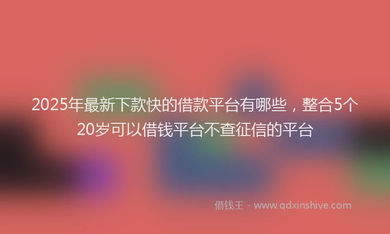 2025年最新下款快的借款平台有哪些，整合5个20岁可以借钱平台不查征信的平台