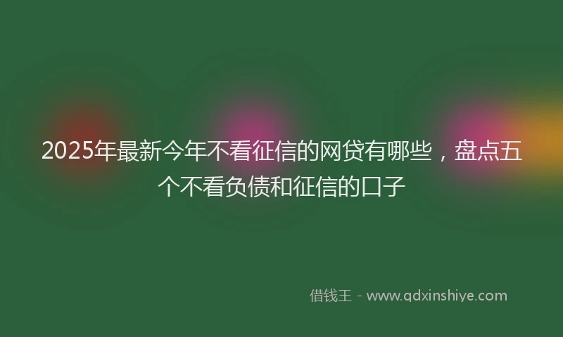 2025年最新今年不看征信的网贷有哪些，盘点五个不看负债和征信的口子