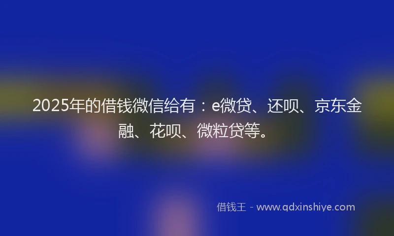 2025年的借钱微信给有：e微贷、还呗、京东金融、花呗、微粒贷等。