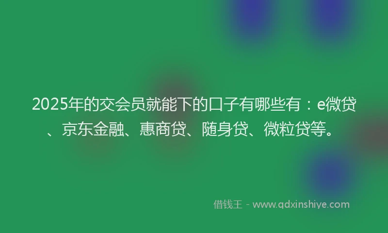 2025年的交会员就能下的口子有哪些有：e微贷、京东金融、惠商贷、随身贷、微粒贷等。