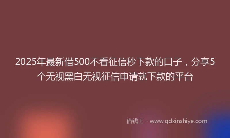 2025年最新借500不看征信秒下款的口子，分享5个无视黑白无视征信申请就下款的平台