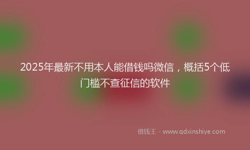 2025年最新不用本人能借钱吗微信，概括5个低门槛不查征信的软件
