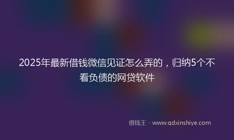 2025年最新借钱微信见证怎么弄的，归纳5个不看负债的网贷软件