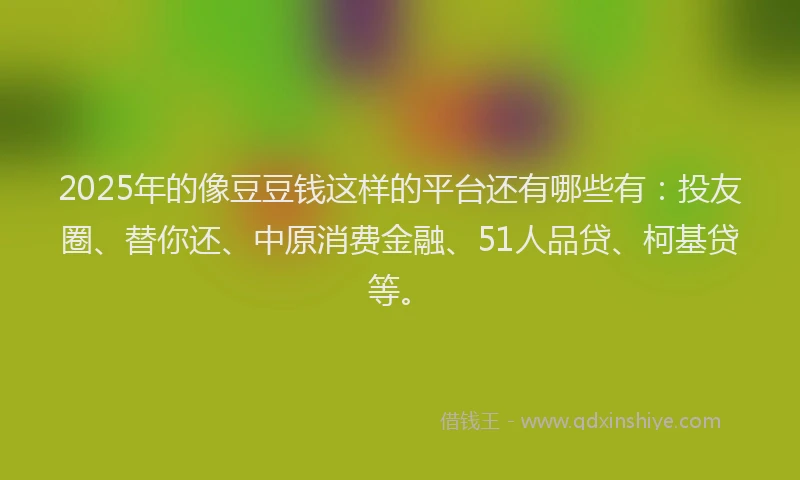 2025年的像豆豆钱这样的平台还有哪些有：投友圈、替你还、中原消费金融、51人品贷、柯基贷等。
