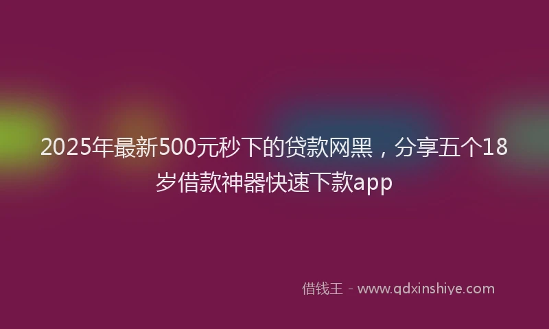 2025年最新500元秒下的贷款网黑，分享五个18岁借款神器快速下款app