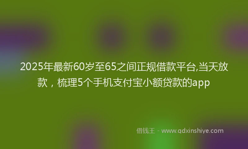 2025年最新60岁至65之间正规借款平台,当天放款，梳理5个手机支付宝小额贷款的app