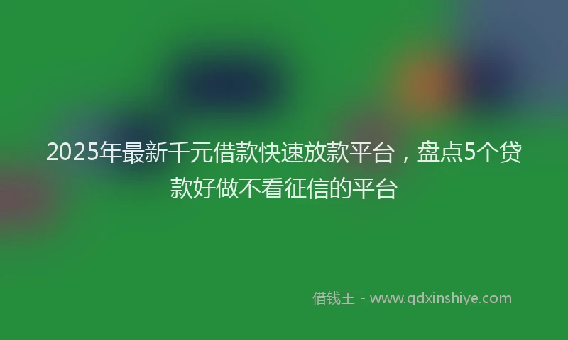 2025年最新千元借款快速放款平台，盘点5个贷款好做不看征信的平台