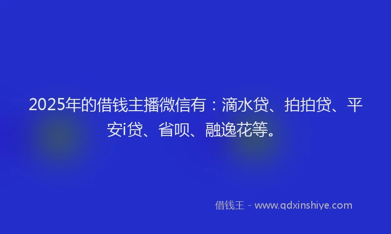 2025年的借钱主播微信有：滴水贷、拍拍贷、平安i贷、省呗、融逸花等。