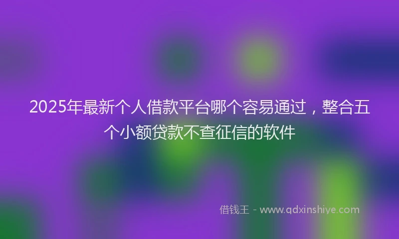 2025年最新个人借款平台哪个容易通过，整合五个小额贷款不查征信的软件