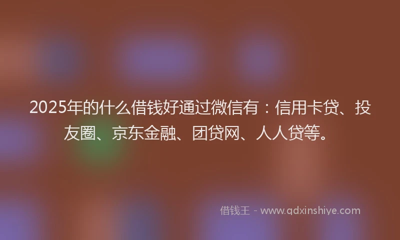 2025年的什么借钱好通过微信有：信用卡贷、投友圈、京东金融、团贷网、人人贷等。