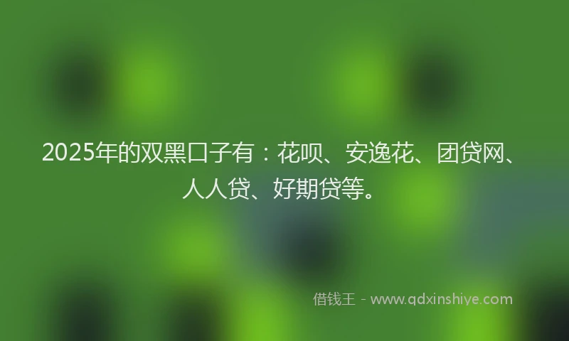 2025年的双黑口子有：花呗、安逸花、团贷网、人人贷、好期贷等。