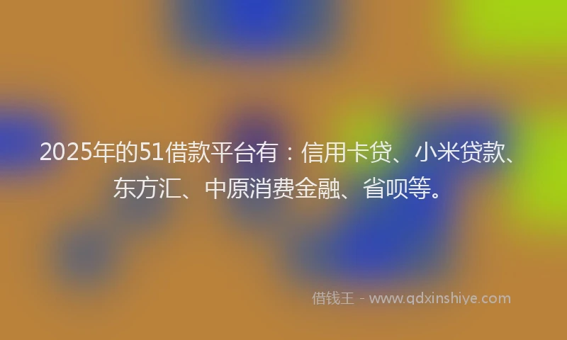 2025年的51借款平台有：信用卡贷、小米贷款、东方汇、中原消费金融、省呗等。