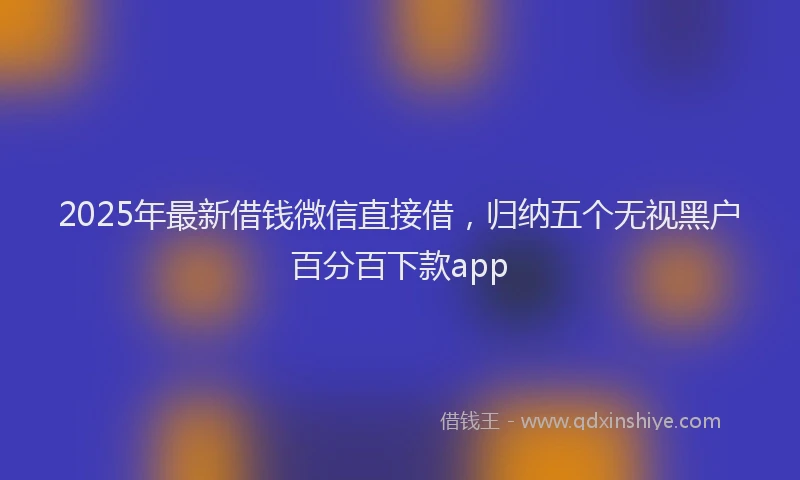 2025年最新借钱微信直接借，归纳五个无视黑户百分百下款app