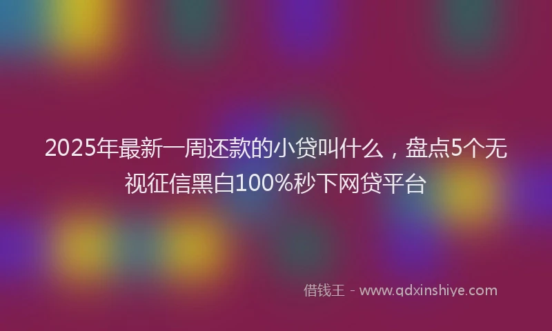 2025年最新一周还款的小贷叫什么，盘点5个无视征信黑白100%秒下网贷平台