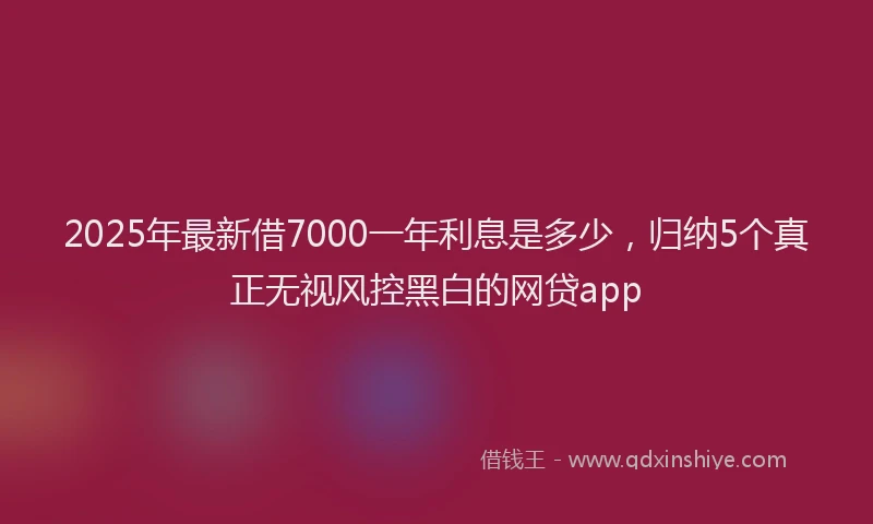 2025年最新借7000一年利息是多少，归纳5个真正无视风控黑白的网贷app