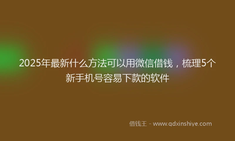 2025年最新什么方法可以用微信借钱，梳理5个新手机号容易下款的软件
