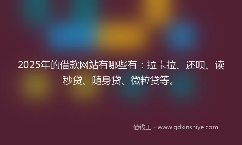 2025年的借款网站有哪些有：拉卡拉、还呗、读秒贷、随身贷、微粒贷等。