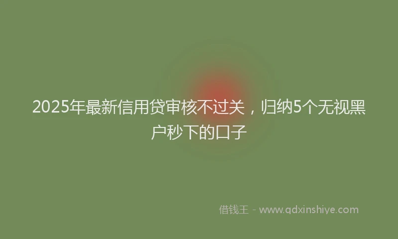 2025年最新信用贷审核不过关，归纳5个无视黑户秒下的口子