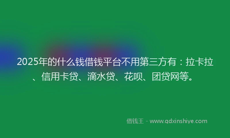 2025年的什么钱借钱平台不用第三方有：拉卡拉、信用卡贷、滴水贷、花呗、团贷网等。