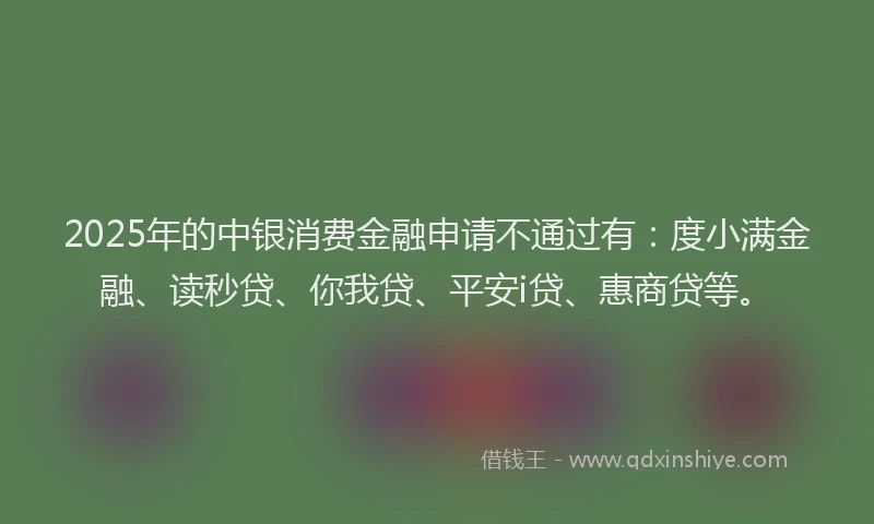 2025年的中银消费金融申请不通过有：度小满金融、读秒贷、你我贷、平安i贷、惠商贷等。