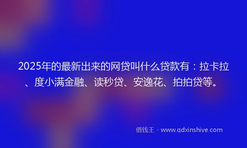 2025年的最新出来的网贷叫什么贷款有：拉卡拉、度小满金融、读秒贷、安逸花、拍拍贷等。